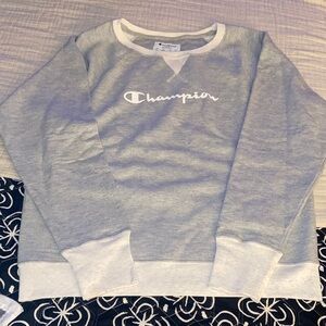 Champion Gray & White Crewneck Sweatshirt
